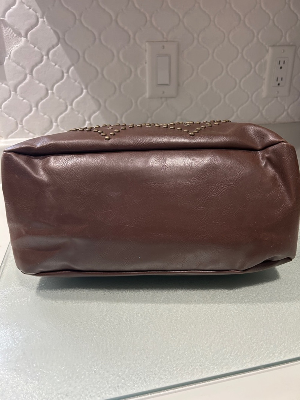 Frankie and Johnnie Studded Leather Shoulder Bag - Brown - Picture 5 of 11